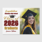 Maroon Gold Class of 2026 Graduation Photo Magnet (Voorkant)