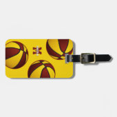 Maroon Gold Club Team Kleuren Basketbal Bagagelabel (Voorkant horizontaal)