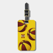 Maroon Gold Club Team Kleuren Basketbal Bagagelabel (Voorkant verticaal)