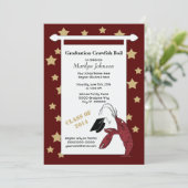 Maroon Gold Crawfish/Lobster Stars Afstuderen Kaart (Staand voorkant)