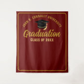 Maroon Gold Custom Gradution Party Photo Booth Wandkleed (Voorkant)