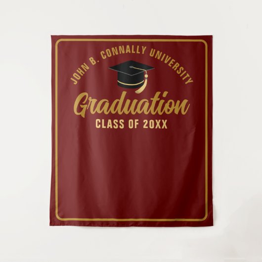 Maroon Gold Custom Gradution Party Photo Booth Wandkleed (Voorkant)