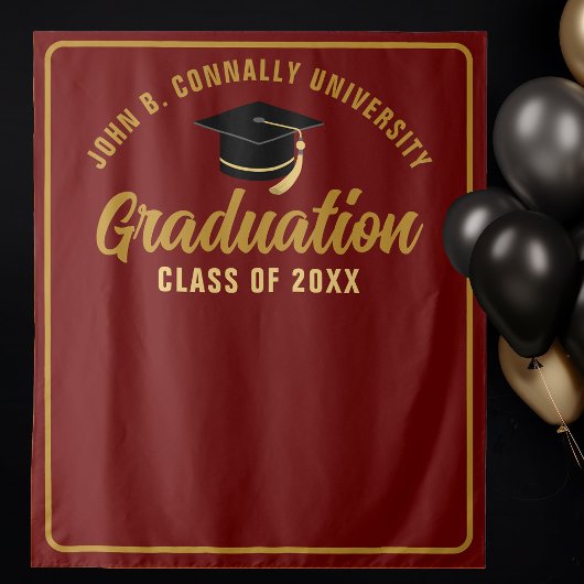 Maroon Gold Custom Gradution Party Photo Booth Wandkleed