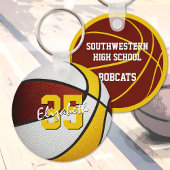 Maroon Gold Custom Jersey Nummer Basketbal Sleutelhanger