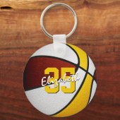 Maroon Gold Custom Jersey Nummer Basketbal Sleutelhanger (Voorkant)