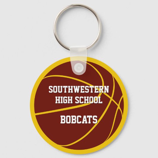 Maroon Gold Custom Jersey Nummer Basketbal Sleutelhanger (Achterkant)