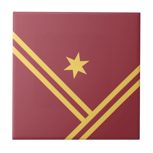 Maroon Gold Diagonal Stripes Star Modern Graphic Tegeltje (Voorkant)