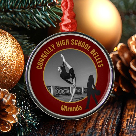 Maroon Gold Drill Team Photo High School Christmas Metalen Ornament