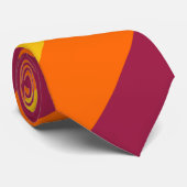 Maroon Gold en Oranje brede streep Stropdas (Opgerold)