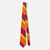 Maroon Gold en Oranje Broad University Stripe Stropdas (Voorkant)