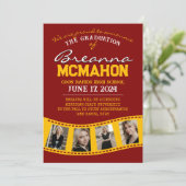 Maroon & Gold Filmstrip Afstuderen Aankondiging (Staand voorkant)