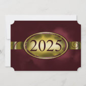 Maroon Gold Floral Button 2025 Afstudeerfeest Kaart (Voorkant)