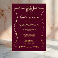 Maroon Gold Folie Quinceañera Uitnodiging Hand get
