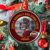 Maroon Gold Football Player Photo Christmas Metalen Ornament