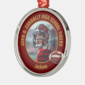 Maroon Gold Football Player Photo Christmas Metalen Ornament (Links)