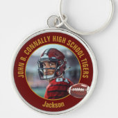 Maroon Gold Football Player Photo Commemorative Sleutelhanger (Voorkant)