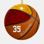 maroon gold girale basketbalteamkleuren, aangepast keramisch ornament (Voorkant)