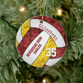 Maroon Gold girly volleybalteamkleuren Keramisch Ornament