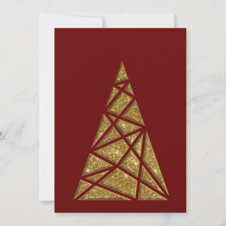 Maroon Gold Glitter-kerstboomkaart Notitiekaartje