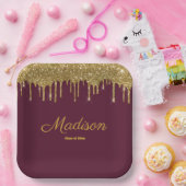 Maroon & Gold Graduation Party Afstudeerder Klasse Papieren Bordje (Feest)