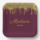 Maroon & Gold Graduation Party Afstudeerder Klasse Papieren Bordje (Voorkant)