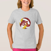 Maroon gold haar volleybalteam kleuren aangepast t-shirt (Voorkant)