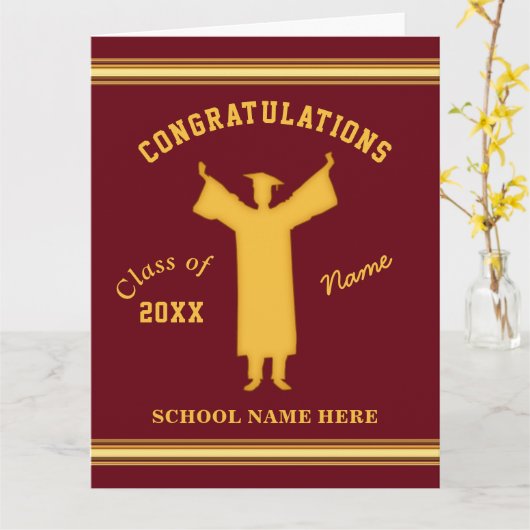 Maroon Gold, High School Afstuderen Kaart voor hem (Gele Bloem)