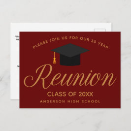Maroon Gold High School Reunion Custom Party Briefkaart