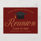 Maroon Gold High School Reunion Custom Party Briefkaart (Voorkant)