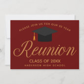 Maroon Gold High School Reunion Custom Party Kaart (Voorkant)
