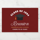 Maroon Gold High School Reunion Custom Party Mini Sparkling Wijnetiket (Enkel label)