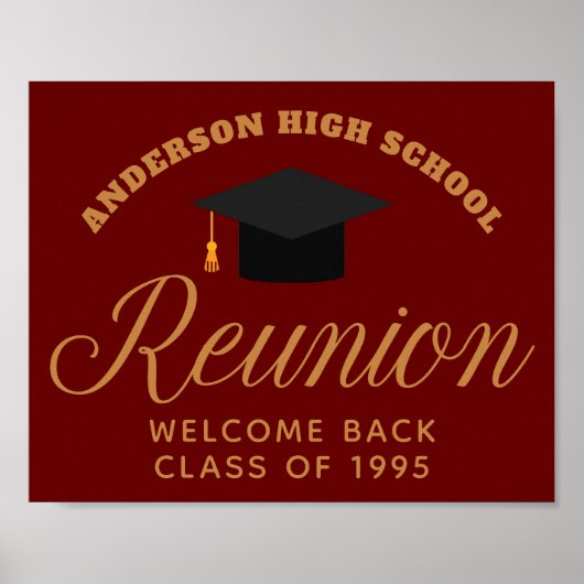 Maroon Gold High School Reunion Custom Welkom Poster (Voorkant)