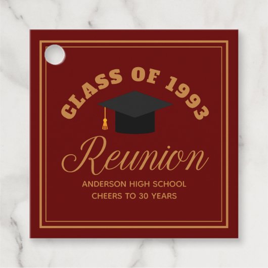 Maroon Gold High School Reunion gepersonaliseerd f Bedankjes Labels (Voorkant)