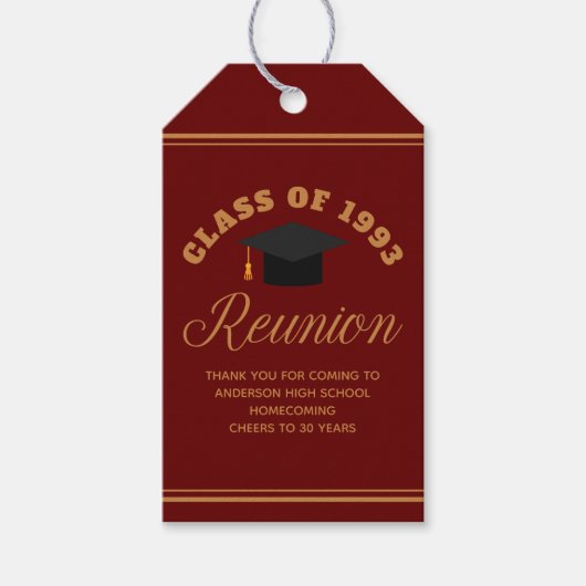 Maroon Gold High School Reunion gepersonaliseerd f Cadeaulabel (Voorkant)