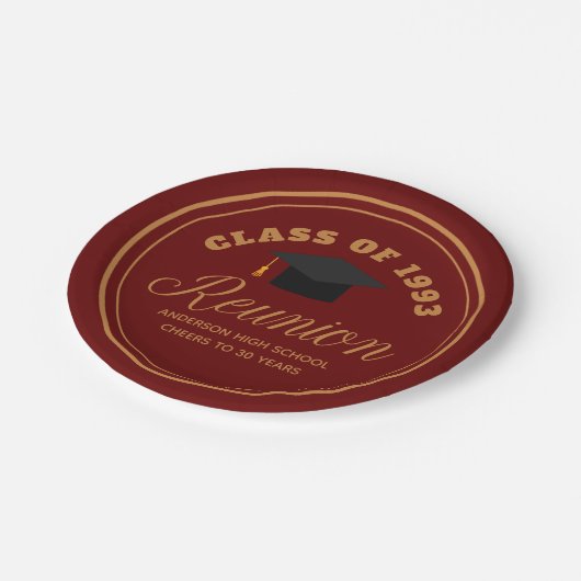 Maroon Gold High School Reunion gepersonaliseerd f Papieren Bordje (Gekanteld)