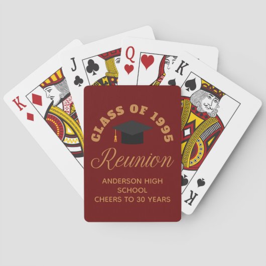 Maroon Gold High School Reunion gepersonaliseerd f Pokerkaarten (Achterkant)