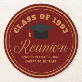 Maroon Gold High School Reunion gepersonaliseerd f Ronde Kartonnen Onderzetter (Voorkant)