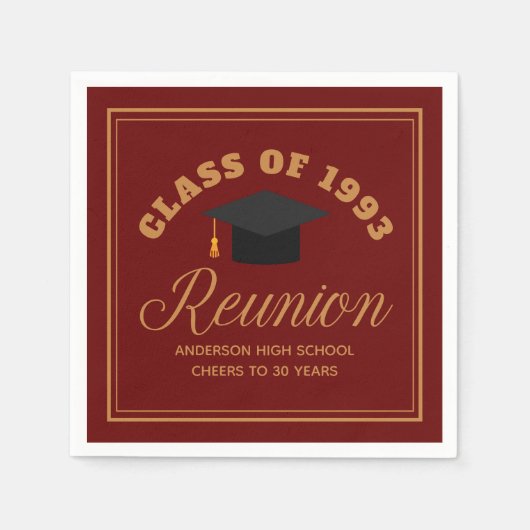 Maroon Gold High School Reunion gepersonaliseerd f Servet (Voorkant)