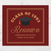 Maroon Gold High School Reunion gepersonaliseerd f Sparkling Wijnetiket (Enkel label)