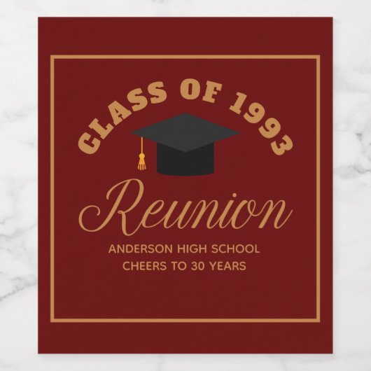 Maroon Gold High School Reunion gepersonaliseerd f Wijn Etiket (Enkel label)