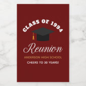 Maroon Gold High School Reunion Party Custom Mini Wijn Etiket (Enkel label)