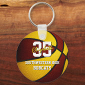 maroon gold kinder basketbalteamkleuren sleutelhanger (Voorkant)