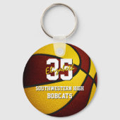 maroon gold kinder basketbalteamkleuren sleutelhanger (Achterkant)