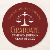 Maroon Gold Law School Afstudeerfeest Ronde Kartonnen Onderzetter (Voorkant)