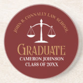 Maroon Gold Law School Afstuderen aandenken Zandsteen Onderzetter (Voorkant)