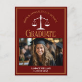 Maroon Gold Law School Afstuderen Foto Aankondigingskaart (Voorkant)