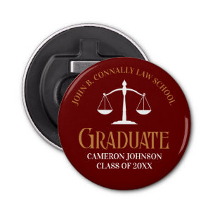 Maroon Gold Law School Afstuderen Keepsake Button Flesopener