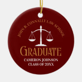 Maroon Gold Law School Afstuderen Keepsake Keramisch Ornament (Voorkant)