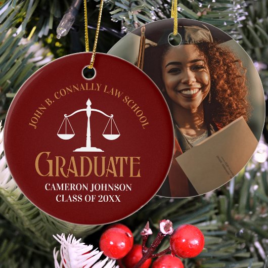 Maroon Gold Law School Afstuderen Keepsake Keramisch Ornament