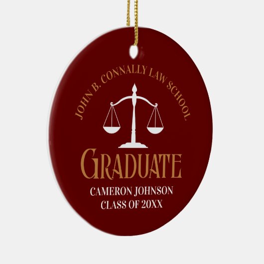 Maroon Gold Law School Afstuderen kerst Keramisch Ornament (Rechts)